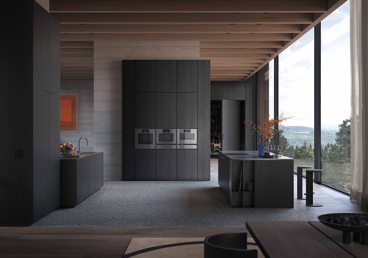 Die Gaggenau Serie Expressive mit Backöfen, Dampfbacköfen und weiteren Geräten besticht durch markante, skulpturale Formen.